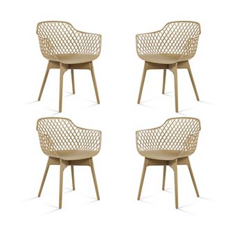 Aoodor Modern Dining Chairs Set of 4, Weather-Resistant Plastic Cafe Chairs with Ergonomic Back