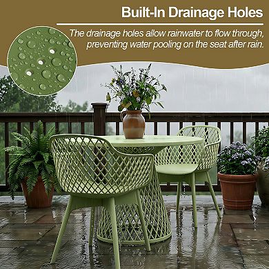 Aoodor Modern Dining Chairs Set of 2, Weather-Resistant Plastic Cafe Chairs with Ergonomic Back