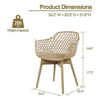 Aoodor Modern Dining Chairs Set of 2, Weather-Resistant Plastic Cafe Chairs with Ergonomic Back