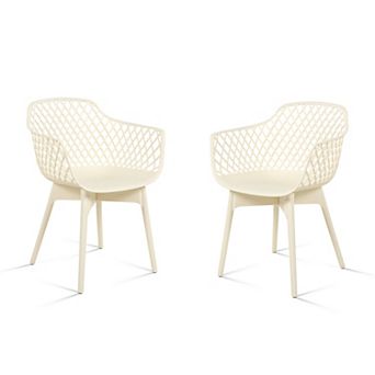 Aoodor Modern Dining Chairs Set of 2, Weather-Resistant Plastic Cafe Chairs with Ergonomic Back