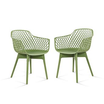 Aoodor Modern Dining Chairs Set of 2, Weather-Resistant Plastic Cafe Chairs with Ergonomic Back