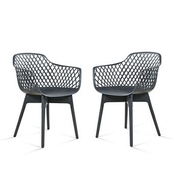 Aoodor Modern Dining Chairs Set of 2, Weather-Resistant Plastic Cafe Chairs with Ergonomic Back