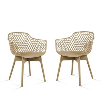 Aoodor Modern Dining Chairs Set of 2, Weather-Resistant Plastic Cafe Chairs with Ergonomic Back
