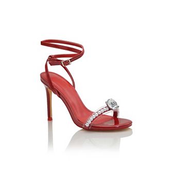 Pearl & Rhinestone Ankle Strap Stiletto Heeled Sandals