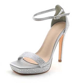 Rhinestone Embellished Ankle Strap Platform Stiletto Heel Sandals