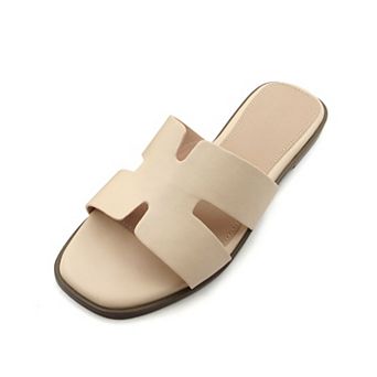 H-Shaped Strap Casual Slide Sandal Featuring Comfort Flat Sole