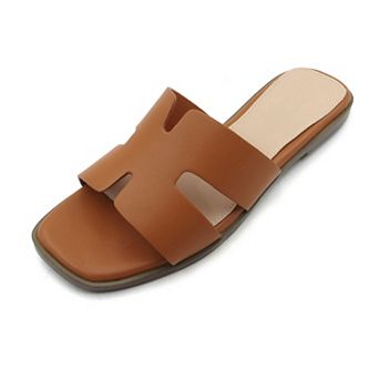 H-Shaped Strap Casual Slide Sandal Featuring Comfort Flat Sole