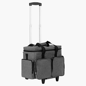 Rolling Laptop and Storage Bag with Adjustable Handle, Front Pockets, and Detachable Trolley
