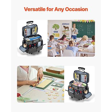 Rolling Laptop and Storage Bag with Adjustable Handle, Front Pockets, and Detachable Trolley