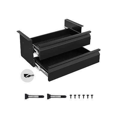 Under-Desk Double-Layer Drawer with Ball-Bearing Slides, Cable Management, and EVA Liner