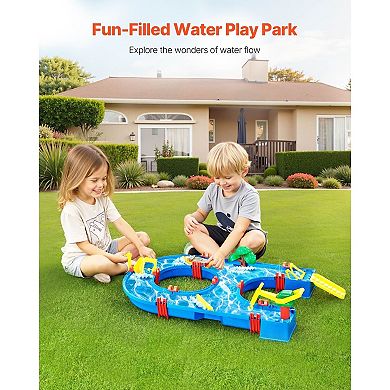Water Table for Kids with Boats, Water Gate, Docks, and Sensory Play Features