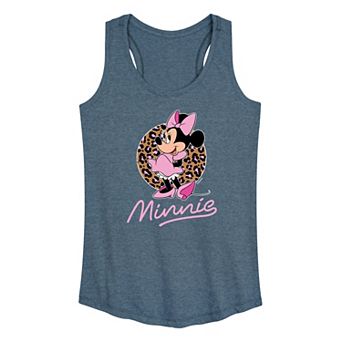 Women's Disney's Minnie Mouse Leopard Print Graphic Racerback Tank Top