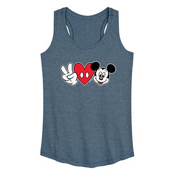 Women's Disney's Mickey Mouse Peace Love Graphic Racerback Tank Top