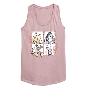 Women's Disney's Winnie The Pooh Floral Grid Racerback Tank Top