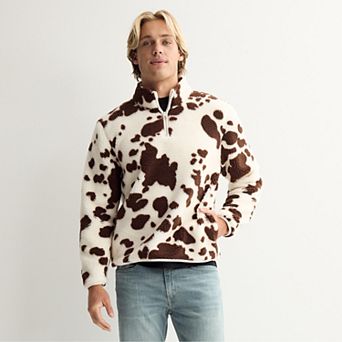 Men's Hollywood Sherpa Mock Neck Half Zip Pullover Sweatshirt