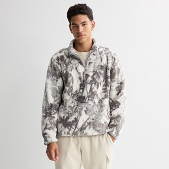 Men's Hollywood Sherpa Mock Neck Half Zip Pullover Sweatshirt