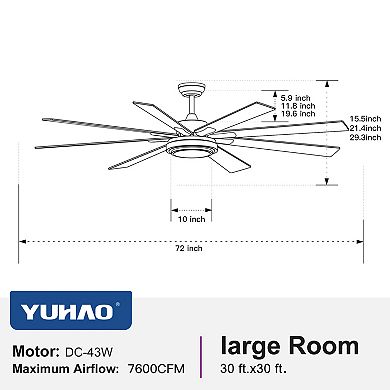 ELEMENT ACE 72 Inch Integrated LED Large Smart Ceiling Fan with Remote Control