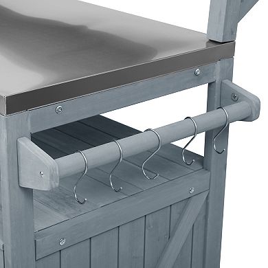 ELEMENT ACE Outdoor Kitchen Island with Raised Shelf and Stainless Steel Top