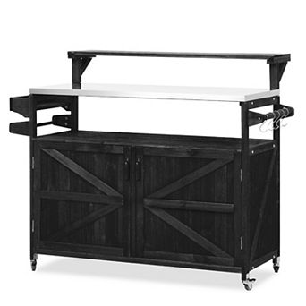 ELEMENT ACE Outdoor Kitchen Island with Raised Shelf and Stainless Steel Top