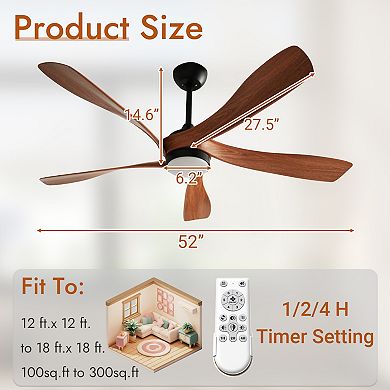 ELEMENT ACE Modern 52 Inch Ceiling Fan with Dimmable LED Light and Quiet DC Motor