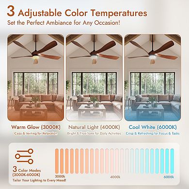 ELEMENT ACE Modern 52 Inch Ceiling Fan with Dimmable LED Light and Quiet DC Motor