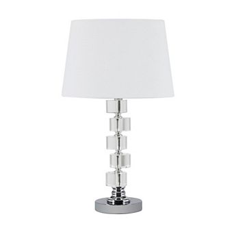 ELEMENT ACE Crystal Cubes Stacked Metal Table Lamp with White Cotton Linen Shade