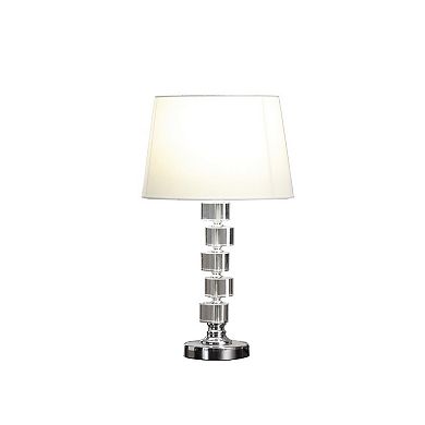 ELEMENT ACE Crystal Cubes Stacked Metal Table Lamp with White Cotton Linen Shade