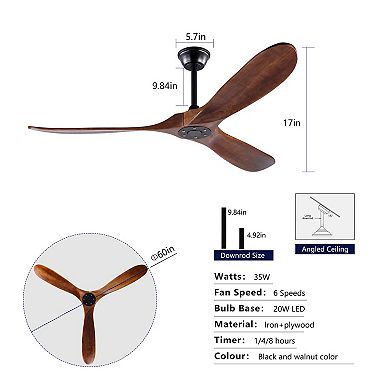 ELEMENT ACE Ceiling Fan with Remote Control and Reversible Motor for Indoor and Outdoor Use