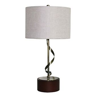 ELEMENT ACE Modern Twisted Metal Table Lamp with Linen Shade for Bedside or Desk