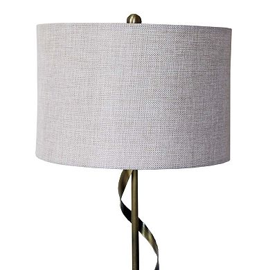 ELEMENT ACE Modern Twisted Metal Table Lamp with Linen Shade for Bedside or Desk