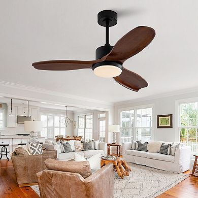ELEMENT ACE 42-Inch Solid Wood Ceiling Fan with Remote Control and Dimmable LED Light