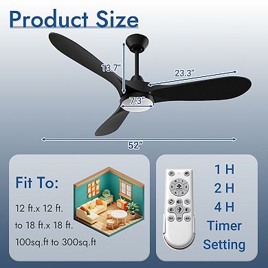 ELEMENT ACE Modern Ceiling Fan with Integrated LED Light and Remote Control