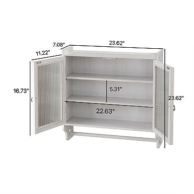 ELEMENT ACE Vintage Double Door Wall Cabinet with Three Storage Tiers and Towel Rack