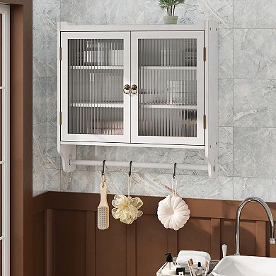 ELEMENT ACE Vintage Double Door Wall Cabinet with Three Storage Tiers and Towel Rack
