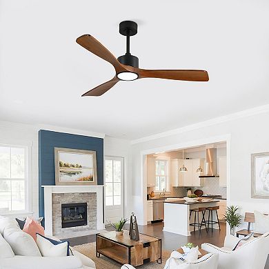 ELEMENT ACE 52 Inch Solid Wood Ceiling Fan with Dimmable LED Light Kit and Remote Control