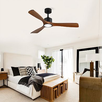 ELEMENT ACE 52 Inch Solid Wood Ceiling Fan with Dimmable LED Light Kit and Remote Control