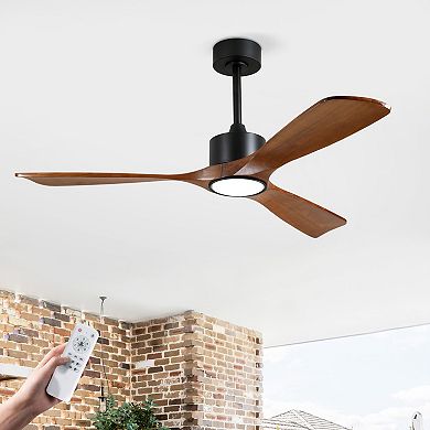 ELEMENT ACE 52 Inch Solid Wood Ceiling Fan with Dimmable LED Light Kit and Remote Control