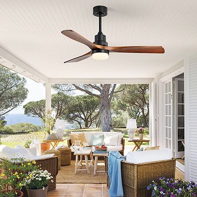 ELEMENT ACE Solid Wood Blade Ceiling Fan with Remote Control and DC Motor