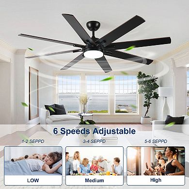 ELEMENT ACE 72 Inch Large Ceiling Fan with Light and Remote for Indoor Outdoor Use