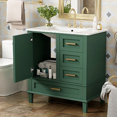 ELEMENT ACE 30-Inch Modern Bathroom Vanity with Sink and Storage Cabinet