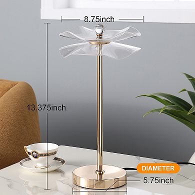 ELEMENT ACE Modern LED Acrylic Copper Gold Table Lamp for Living Room and Bedroom
