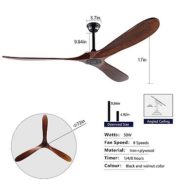 ELEMENT ACE Ceiling Fan with Remote Control and Reversible Motor for Indoor and Outdoor Use