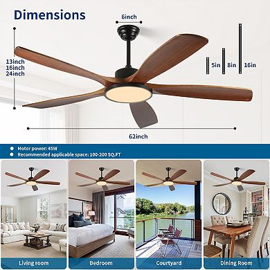 ELEMENT ACE Large Outdoor Ceiling Fan with Remote Control and Light Dimming