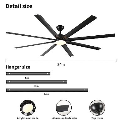 ELEMENT ACE Super Large Ceiling Fan with Remote Control and LED Light