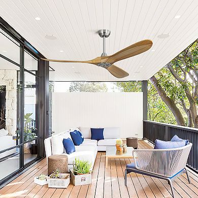 ELEMENT ACE 60 Inch Indoor Modern Ceiling Fan with Remote Control and Solid Wood Blades