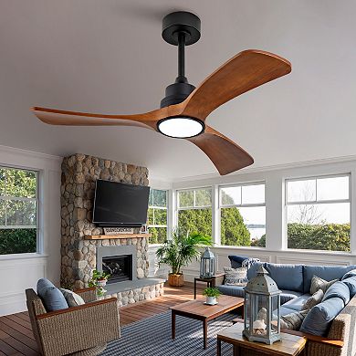 ELEMENT ACE Modern Wood Ceiling Fan with Remote Control and Reversible DC Motor