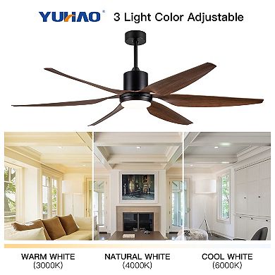 ELEMENT ACE Vintage Ceiling Fan with Integrated LED Lighting and Distressed Wood Blades