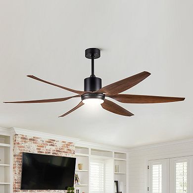 ELEMENT ACE Vintage Ceiling Fan with Integrated LED Lighting and Distressed Wood Blades