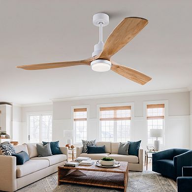 ELEMENT ACE 60 Inch Solid Wood Ceiling Fan with Remote Control and Integrated LED Light