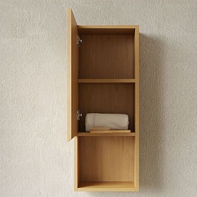 ELEMENT ACE 35-Inch Tall Wall Mounted Storage Cabinet with Door and Shelves for Small Spaces